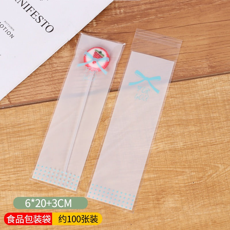 Wholesale 100PCS Long Baking Self-adhesive Bag Cookie Bag Biscuit Ziplock Bag